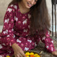 Aruna Pichwai Cotton Kurti Pant Set | Berry | Kantha India