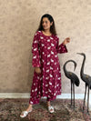 Aruna Pichwai Cotton Kurti Pant Set | Berry | Kantha India
