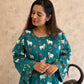 Nilambari Pichwai Cotton Kurti Pant Set | Teal | Kantha India