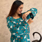 Nilambari Pichwai Cotton Kurti Pant Set | Teal | Kantha India