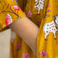 Peetambari Pichwai Cotton Kurti Pant Set | Mustard | Kantha India