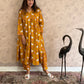 Peetambari Pichwai Cotton Kurti Pant Set | Mustard | Kantha India