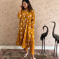 Peetambari Pichwai Cotton Kurti Pant Set | Mustard | Kantha India