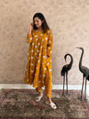 Peetambari Pichwai Cotton Kurti Pant Set | Mustard | Kantha India