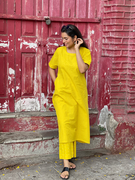 Handloom striped co-ord (set of 2) in handwoven cotton
