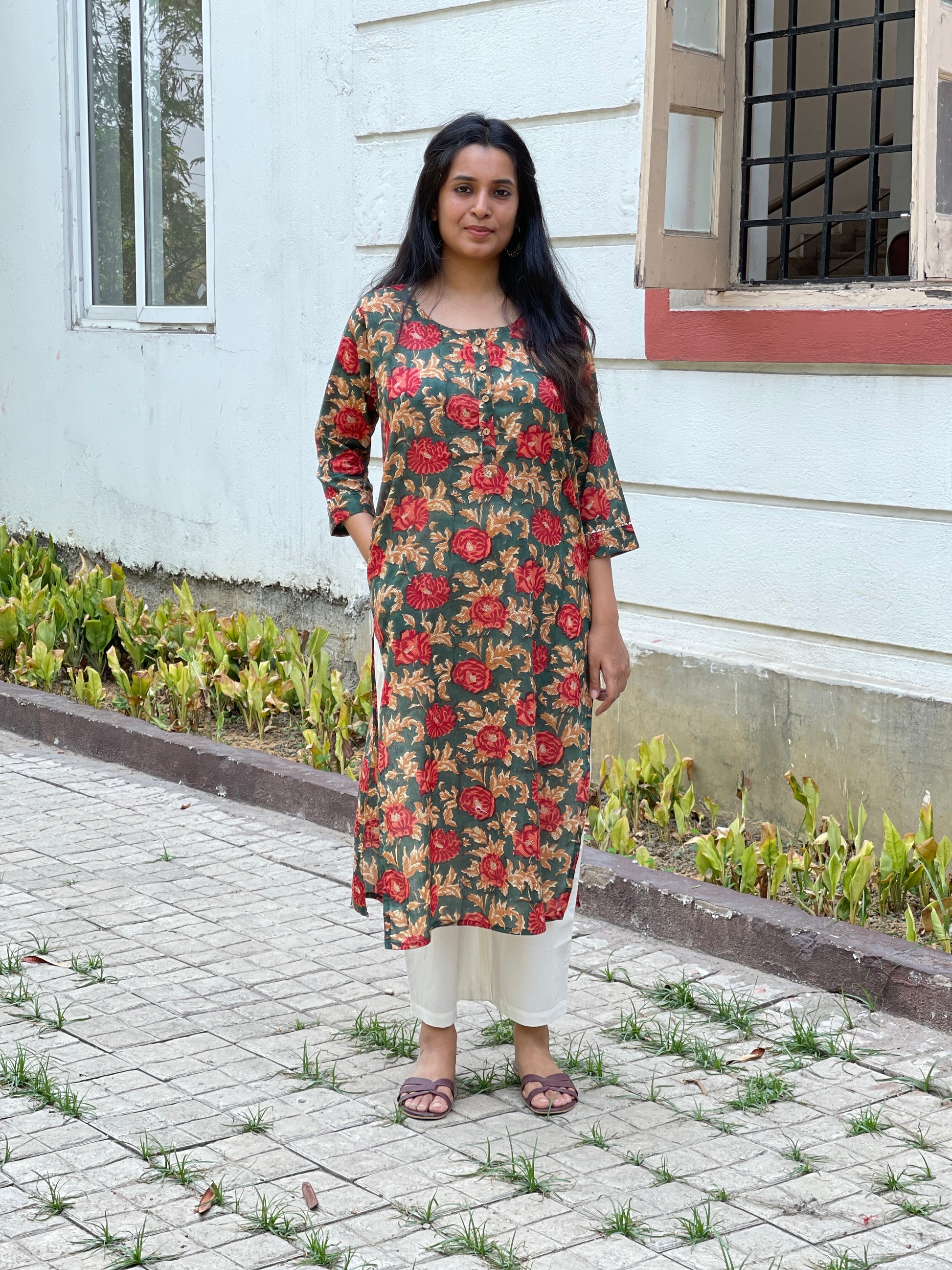 Southloom Jaipur Cotton Peach Floral Hand Block Printed Kurti – Southloom  Handmade and Organics