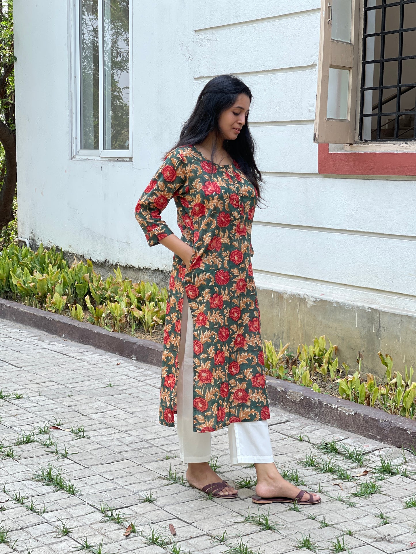 Buy NAMDA CRAFTS Pure Rayon Fabric Printed Blue Kurti Worked With Gotta  Lace,Thread Lace, Work Kurti Paired With Pathani Pant 42 Online at Best  Prices in India - JioMart.