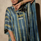 Ajrakh Modal Free-size Blue-Yellow V-Neck Kaftan