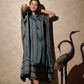 Ajrakh Modal Free-size Collar Neck Blue Kaftan Dress