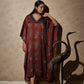 Ajrakh Modal Free-size Kaftan Red Dress