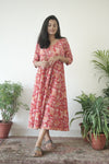 Cotton Hand Block Printed Bagh Dress - Red