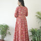 Cotton Hand Block Printed Bagh Dress - Red