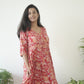 Cotton Hand Block Printed Bagh Dress - Red
