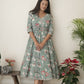 Cotton Hand Block Printed Bagh Dress - Green