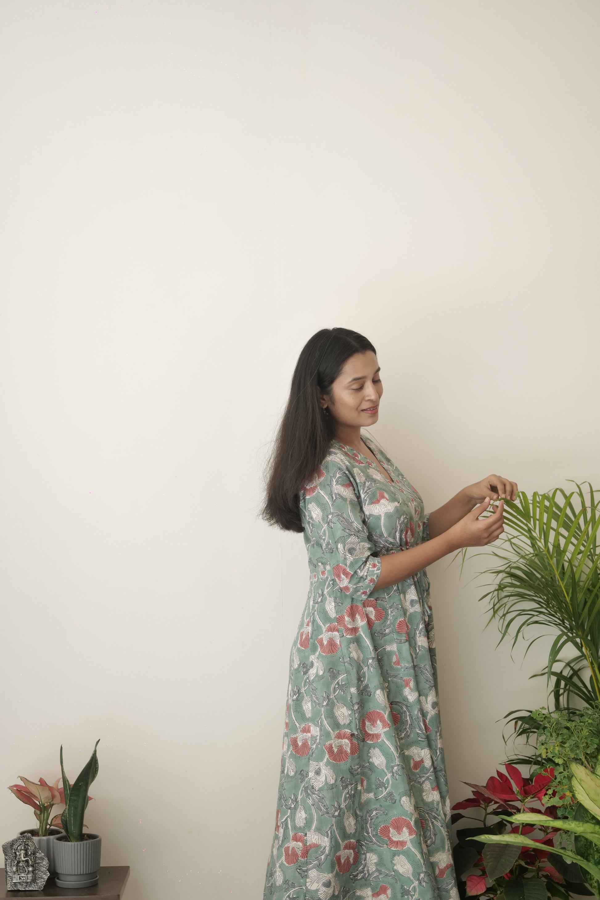 Handblock Printed dress Kantha India Handblock Printed dress Kantha India
