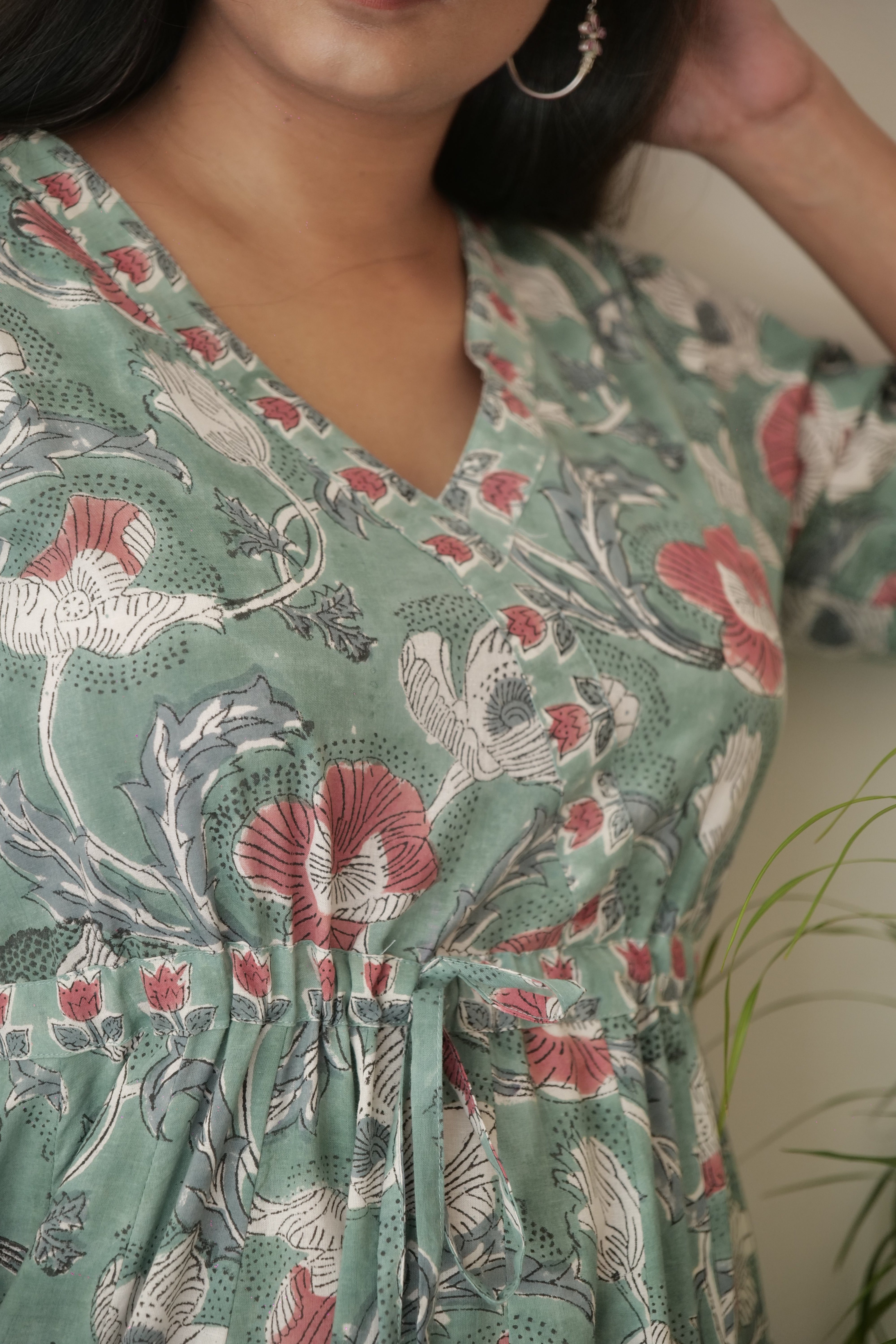 Green Bagh Hand Block Printed Cotton Dress – Kantha India