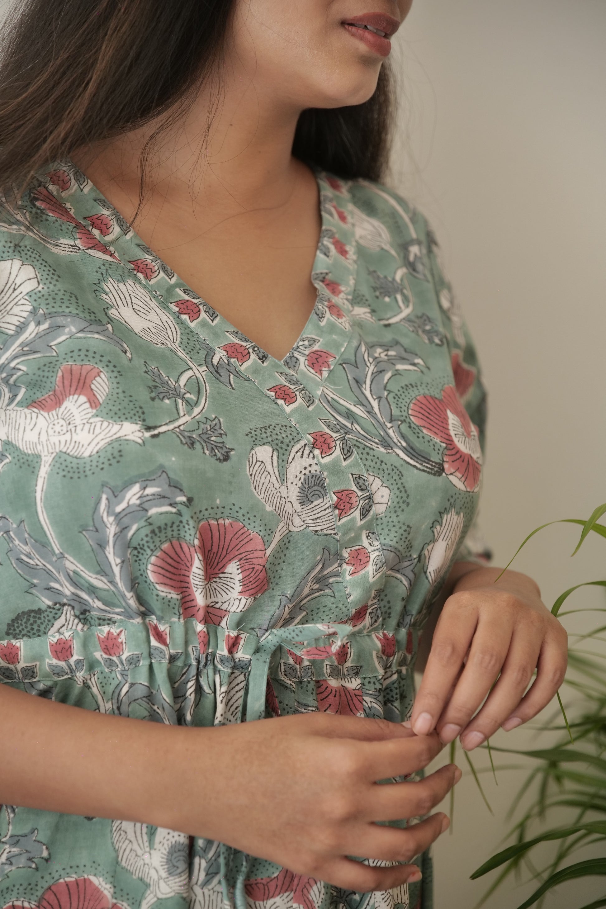 Handblock Printed dress Kantha India Handblock Printed dress Kantha India
