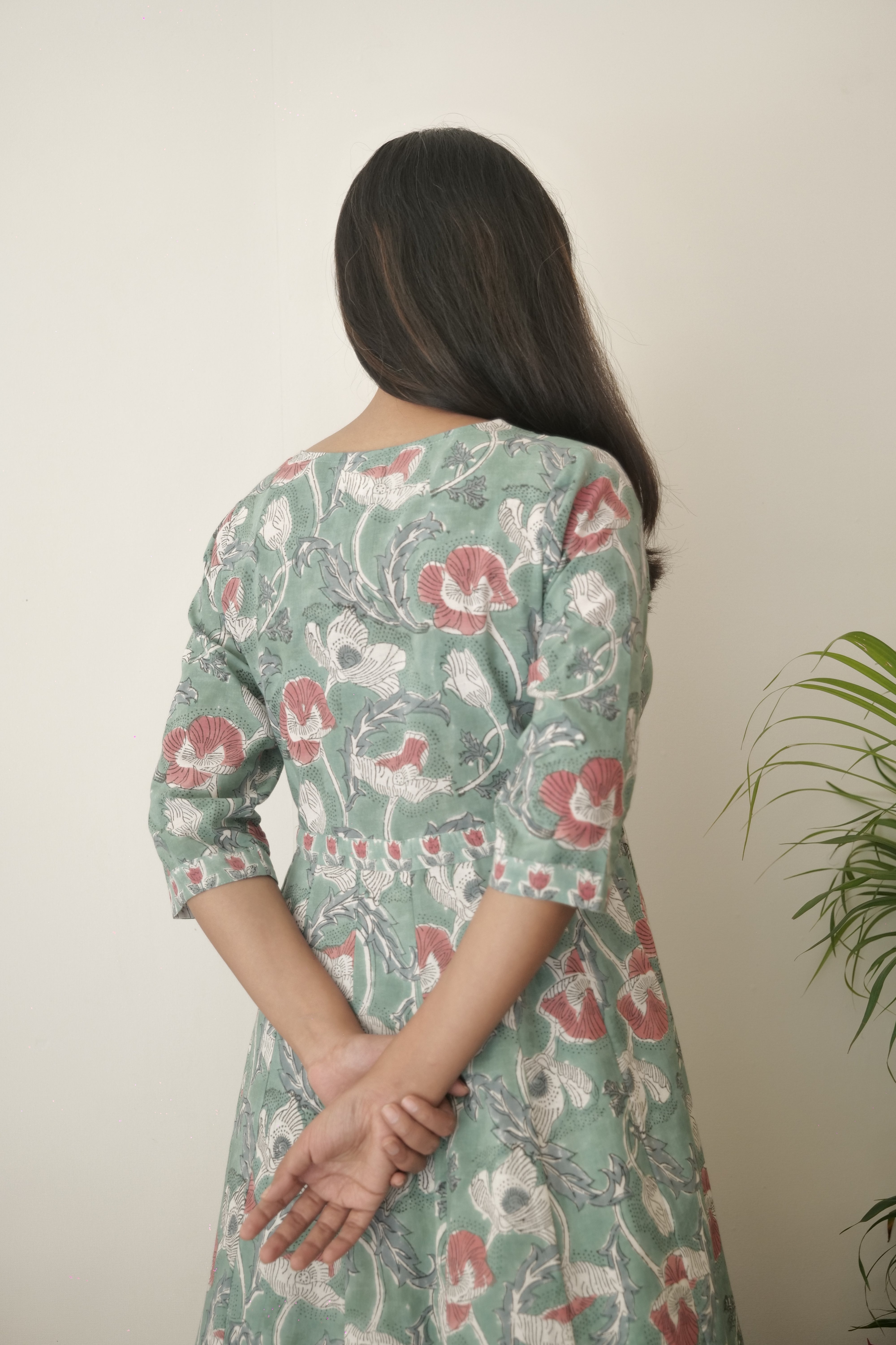 Green Bagh Hand Block Printed Cotton Dress – Kantha India