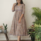 Cotton HandBlock Printed Bagh Dress - Beige
