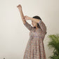 Cotton HandBlock Printed Bagh Dress - Beige