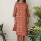 Cotton Vanaspati Brick Orange Kurta Set