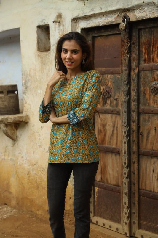 Unifiedclothes UK STOCK - Women Fashion Indian Embroidery Kurti Tunic Kurta  Top Shirt Dress BH125 (UK 10|Bust 34