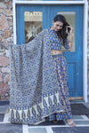 Blue handblock printed cotton lehenga