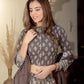 Brown handblock printed cotton lehenga