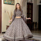 Brown handblock printed cotton lehenga