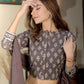 Brown handblock printed cotton lehenga