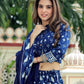 Blue handblock printed cotton lehenga