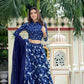 Blue handblock printed cotton lehenga