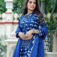Dark Blue handblock printed cotton lehenga