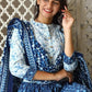 Blue & white handblock printed cotton lehenga