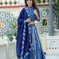 Blue & white handblock printed cotton lehenga
