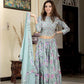 Green handblock printed cotton lehenga