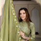 Green  handblock printed cotton lehenga