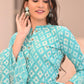 Blue  handblock printed cotton lehenga