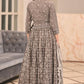 Brown  handblock printed cotton lehenga