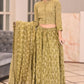 Olive green  handblock printed cotton lehenga