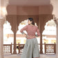 Red handblock printed cotton lehenga