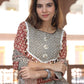 Red handblock printed cotton lehenga