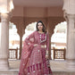Maroon handblock printed cotton lehenga
