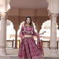 Maroon handblock printed cotton lehenga