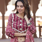 Maroon handblock printed cotton lehenga