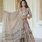 Off white handblock printed cotton lehenga