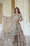 Off white handblock printed cotton lehenga