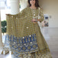 Green handblock printed cotton lehenga