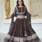 Black handblock printed cotton lehenga