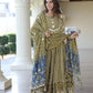 Green handblock printed cotton lehenga